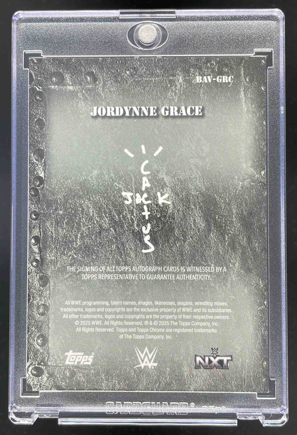 2025 Topps Chrome WWE x Cactus Jack Orange #BAV-GRC Jordynne Grace Auto /25 - Image 2