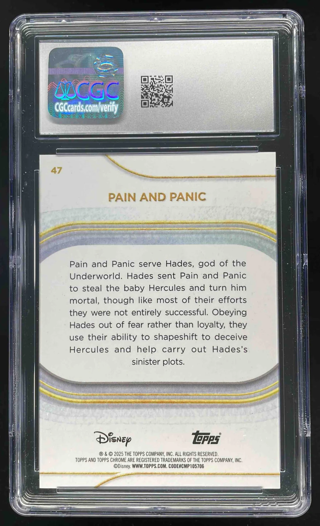 2025 Topps Chrome Disney Mickey Mouse Logo Refractor Pain and Panic /28 CGC 10 - Image 2
