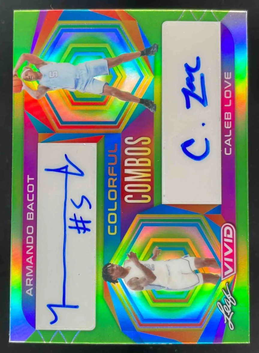 2022 Leaf Vivid Colorful Combos Dual Auto Green #5 Armando Bacot Caleb Love /15