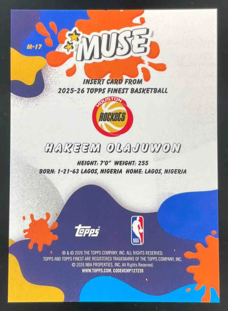 2025-26 Topps Finest Muse Gold Geometric Refractor #M-17 Hakeem Olajuwon /50 - Image 2