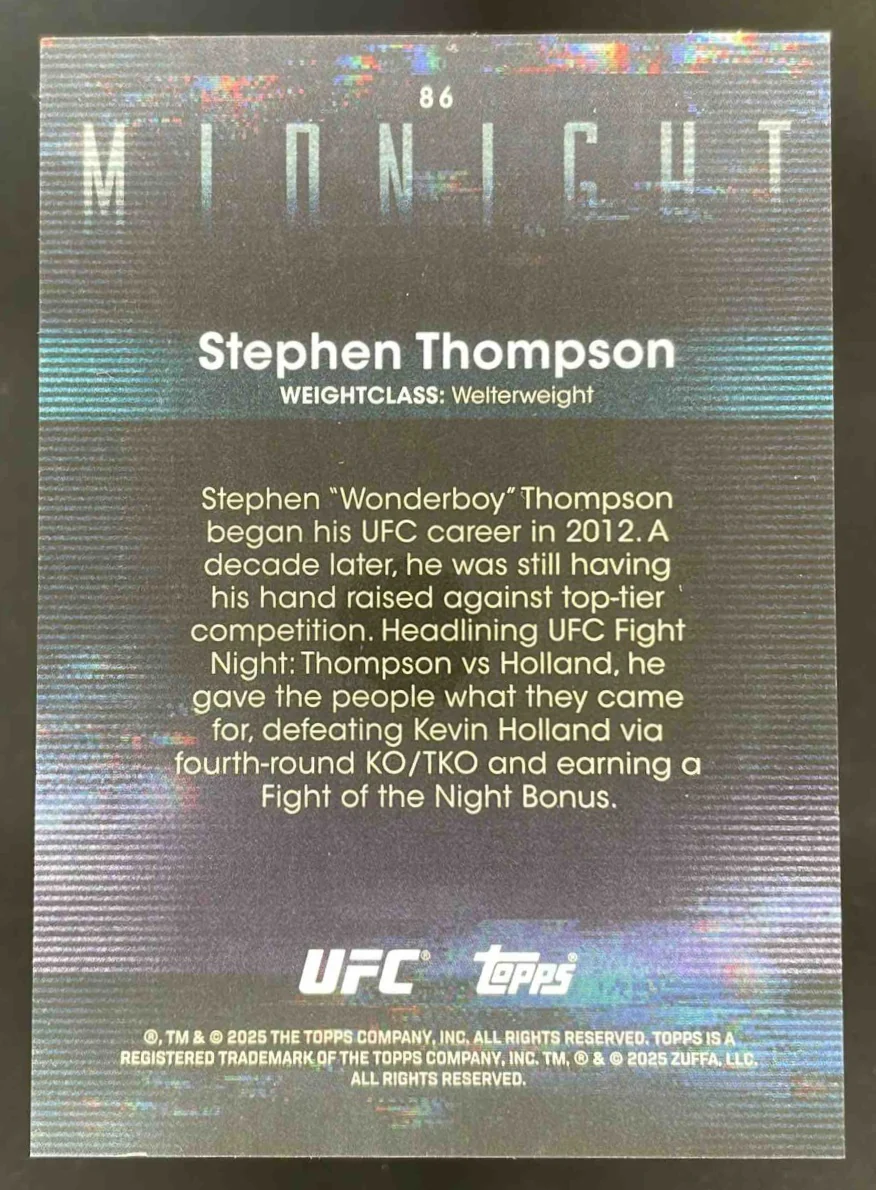 2025 Topps UFC Midnight Twilight #86 Stephen Thompson /99 - Image 2