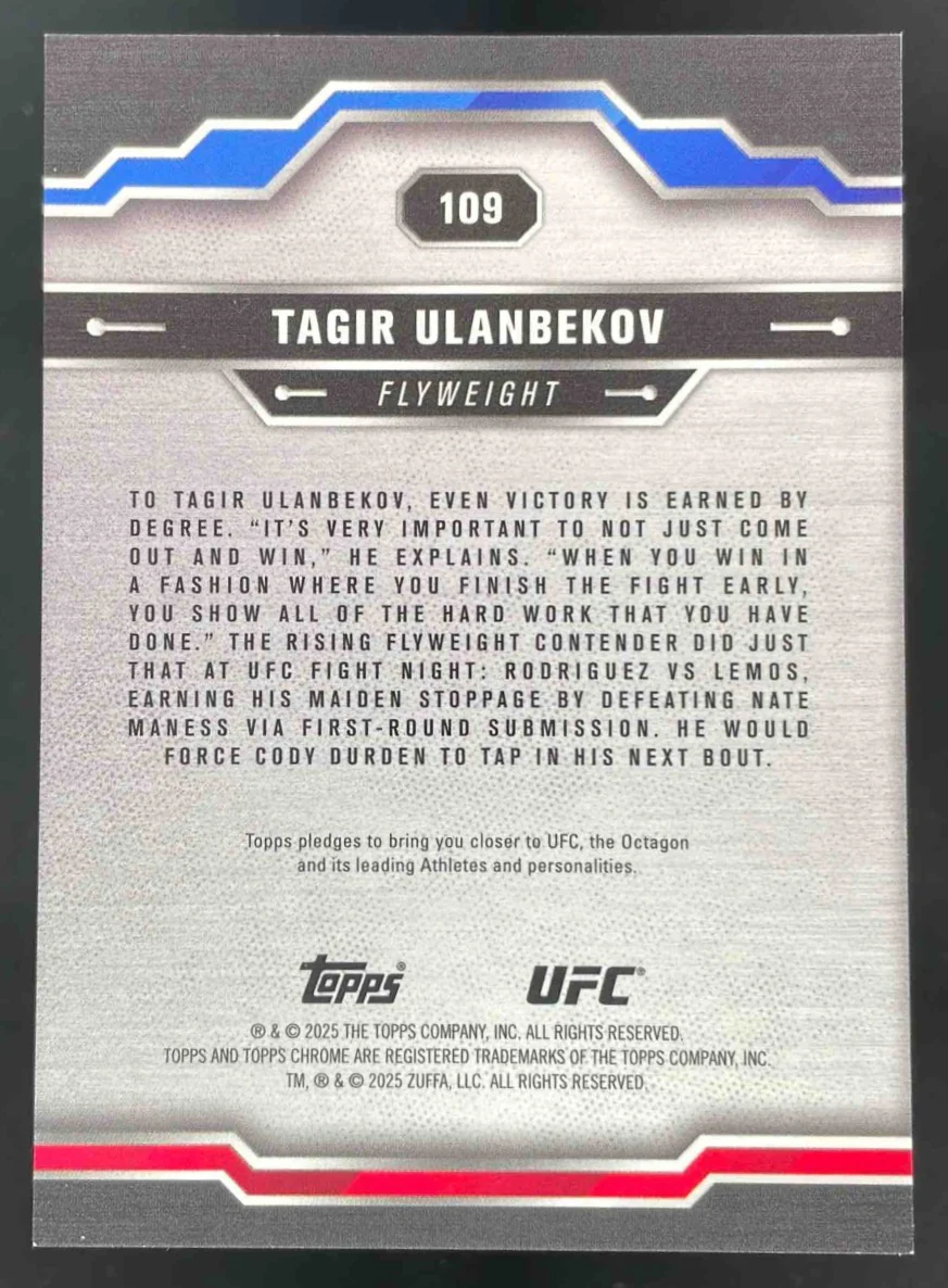 2025 Topps UFC Chrome Red RayWave Refractor #109 Tagir Ulanbekov /10 - Image 2