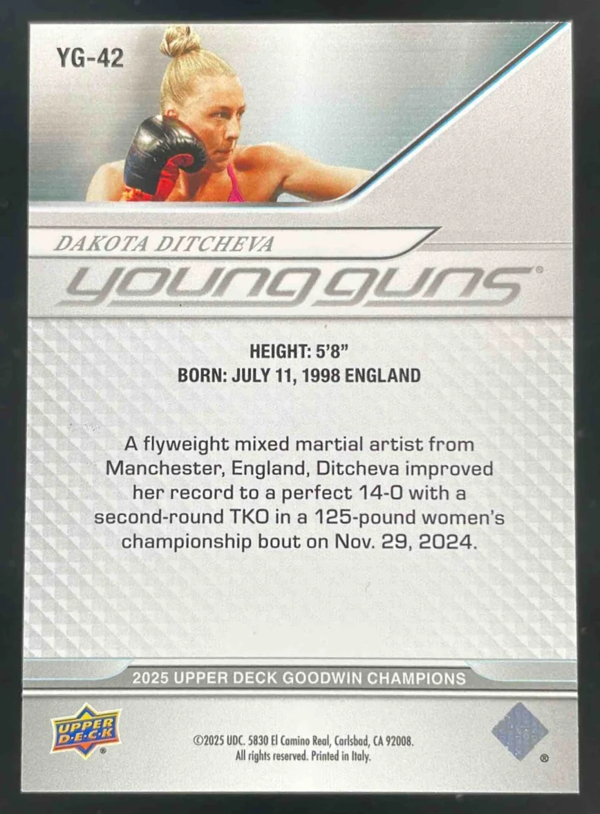 2025 Upper Deck Goodwin Champions Young Guns Deluxe #YG-42 Dakota Ditcheva /250 - Image 2
