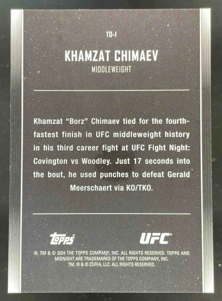 2024 Topps Midnight UFC The One and Only Twilight #TO-1 Khamzat Chimaev /99 - Image 2