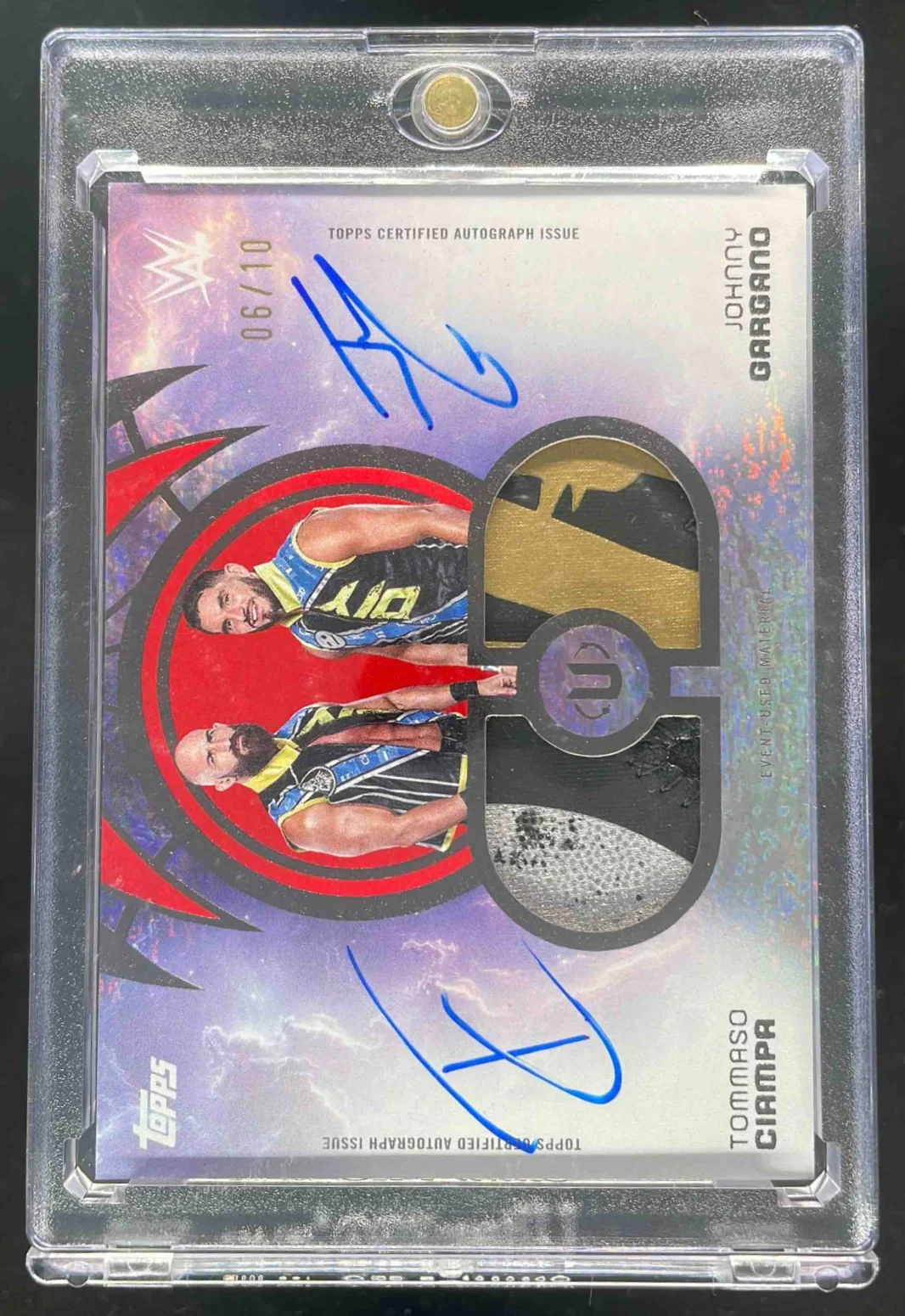 2025 Topps Universe WWE Relic Auto Red Magma Johnny Gargano Tommaso Ciampa /10
