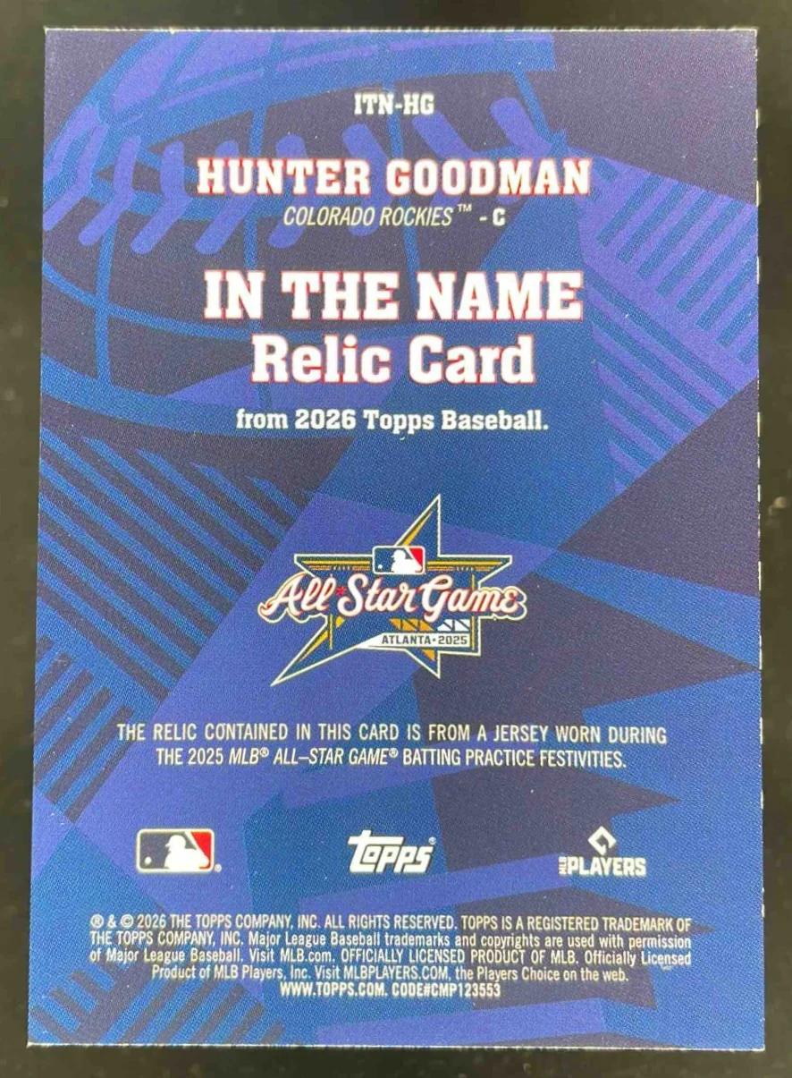 2026 Topps In The Name All-Star Game Relic #ITN-HG Hunter Goodman 1/1 - Image 2
