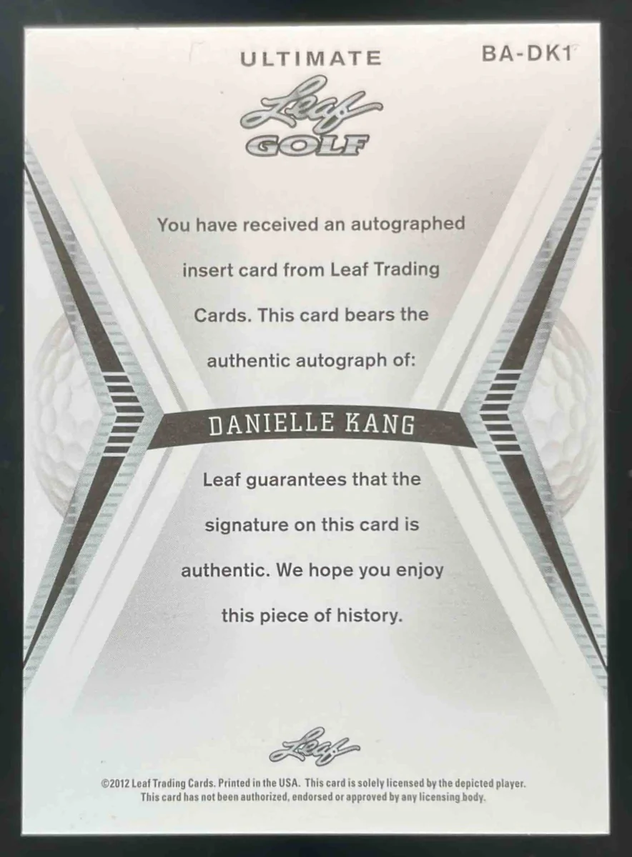 2002 Leaf Ultimate Golf Autograph #BA-DK1 Danielle Kang Auto - Image 2