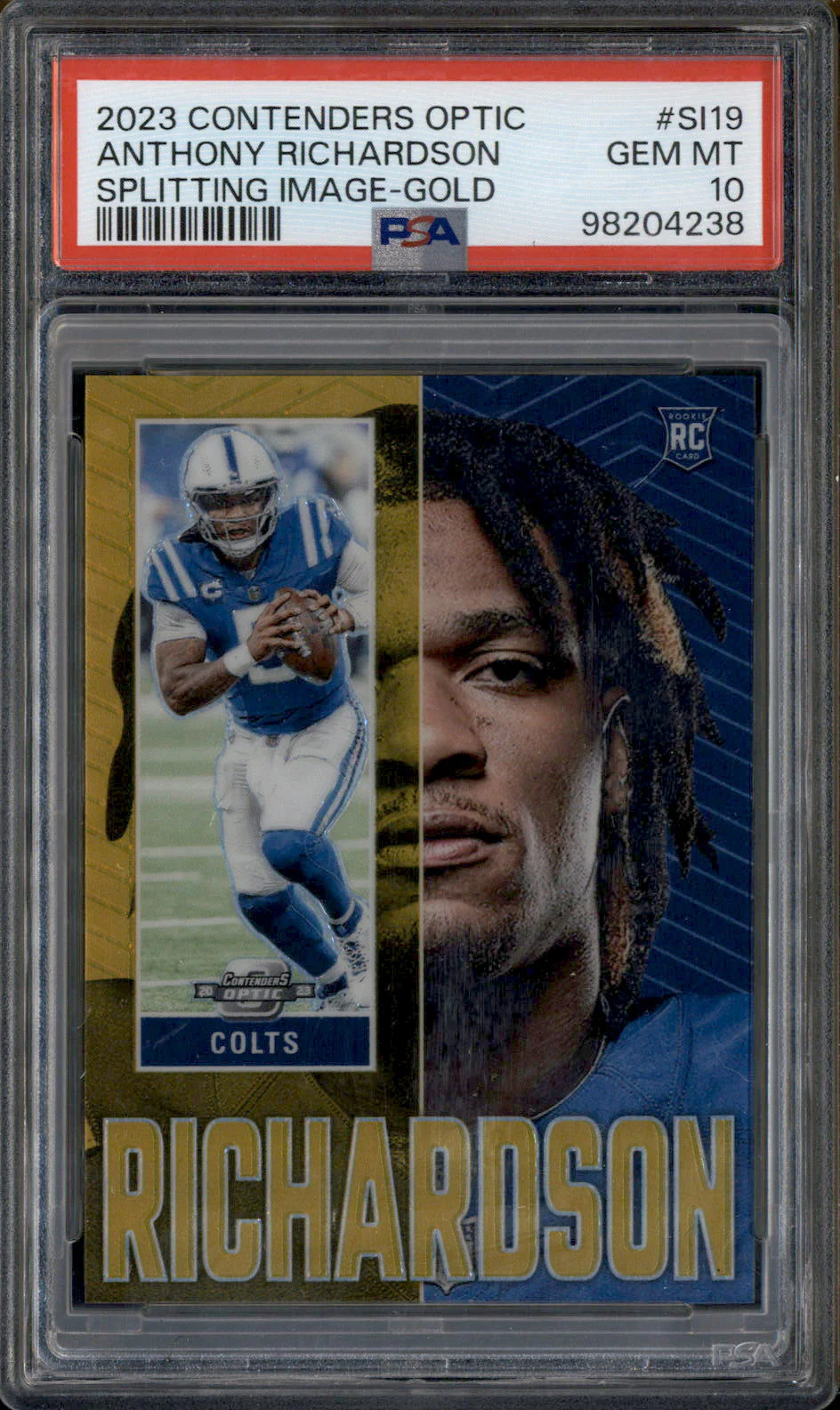 2023 Contenders Optic Splitting Image Gold Anthony Richardson RC /10 PSA 10