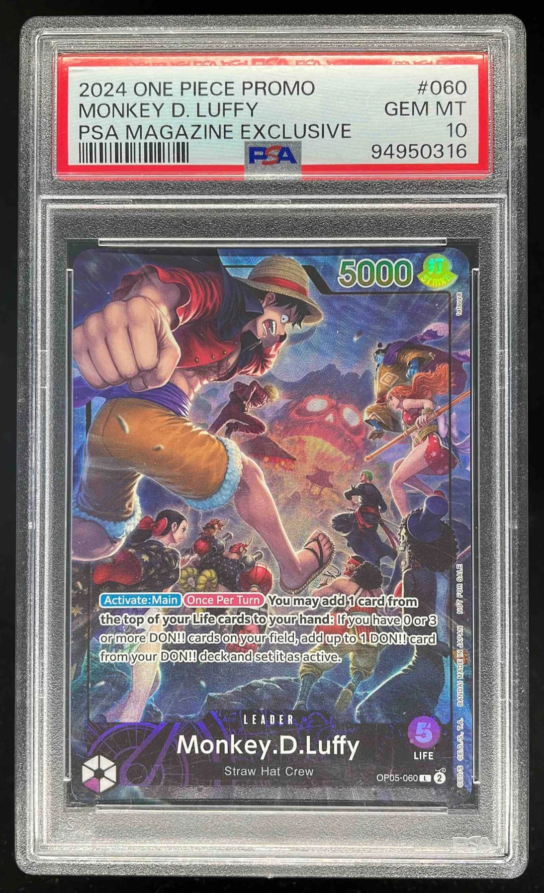 2024 One Piece Promo PSA Magazine Exclusive #060 Monkey D Luffy PSA 10