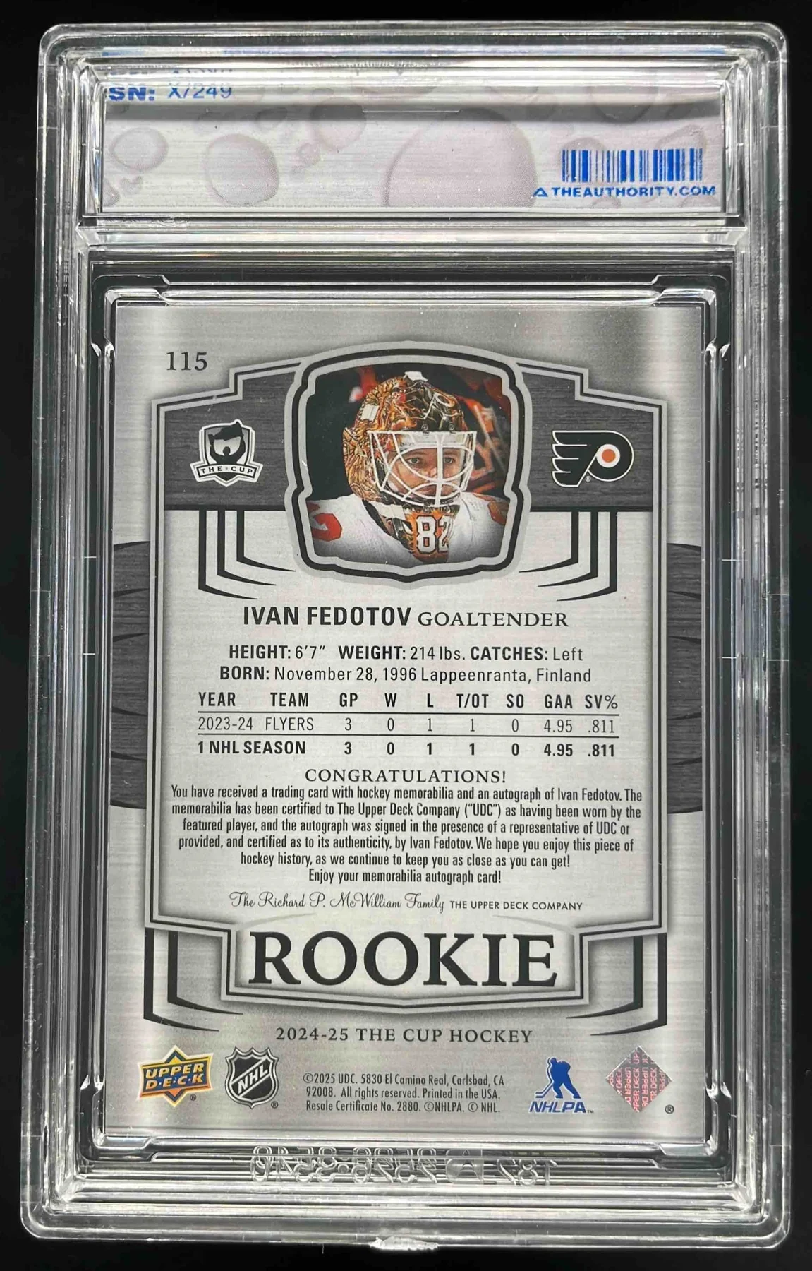 2024-25 Upper Deck The Cup #115 Ivan Fedotov Rookie Patch Auto RC /249 - Image 2