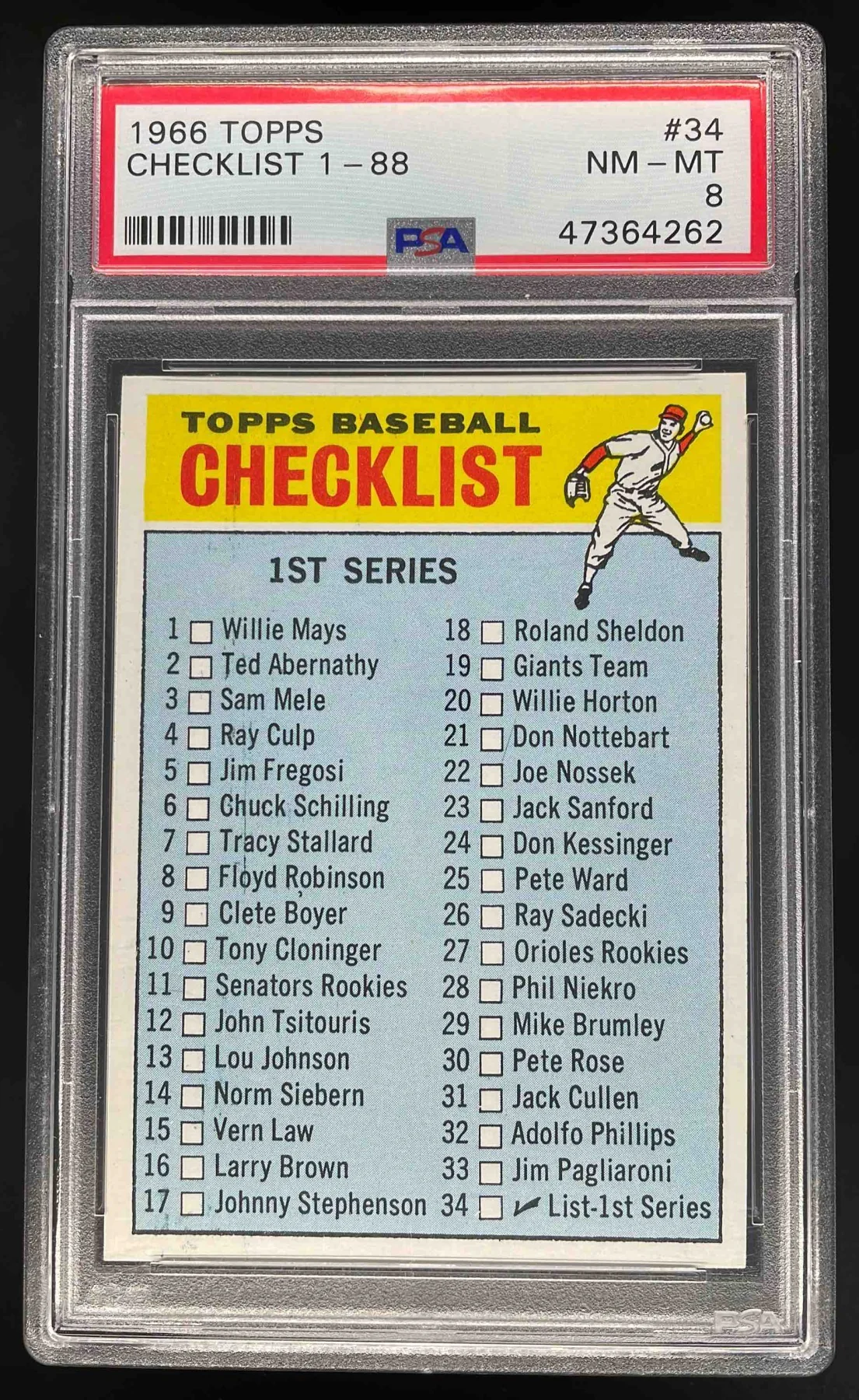 1966 Topps #34 Checklist 1 PSA 8
