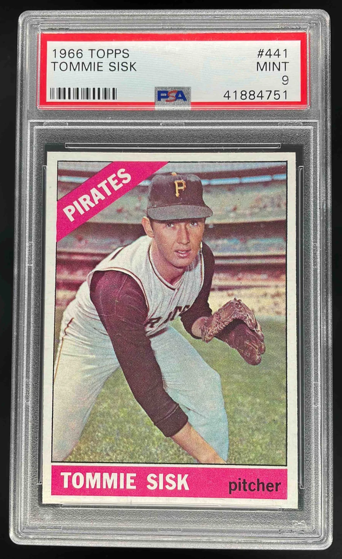 1966 Topps #441 Tommie Sisk PSA 9