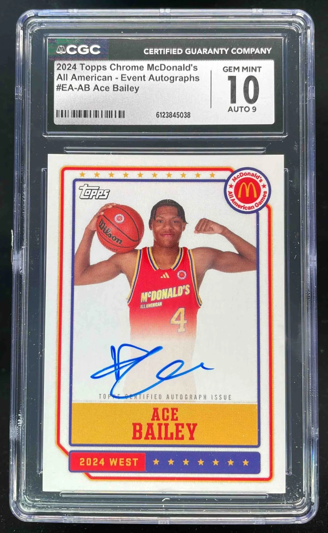 2024 Topps Chrome McDonald's All-American Event #EA-AB Ace Bailey Auto CGC 10