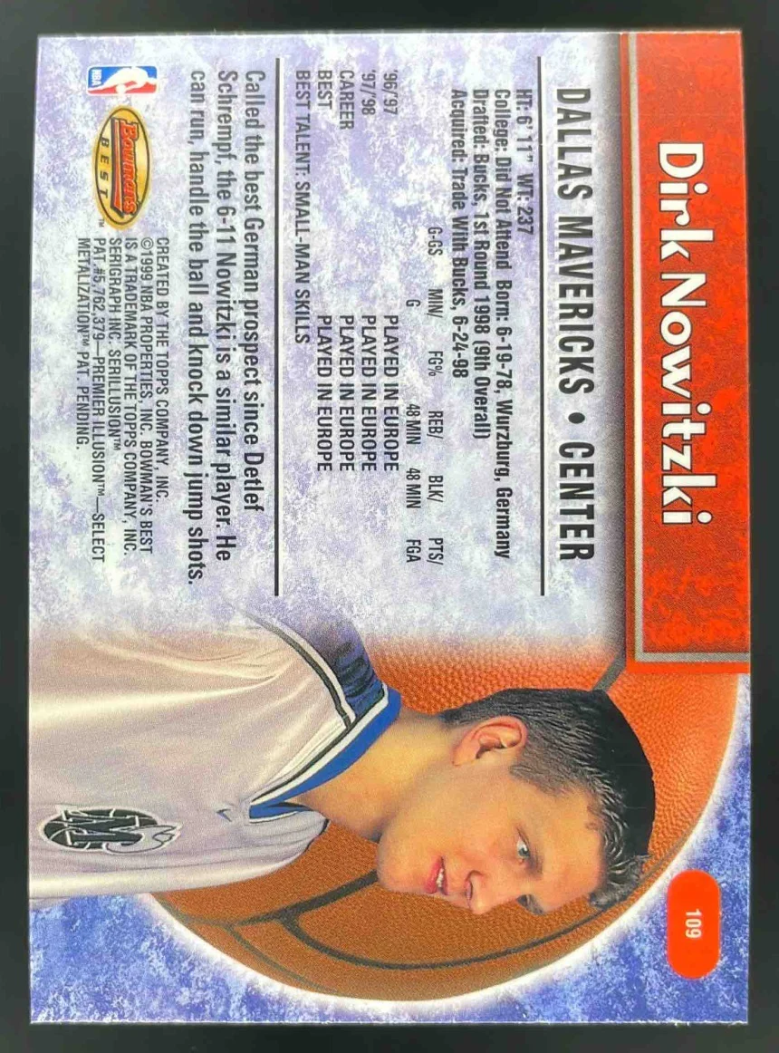 1998-99 Bowman 's Best #109 Dirk Nowitzki RC - Image 2