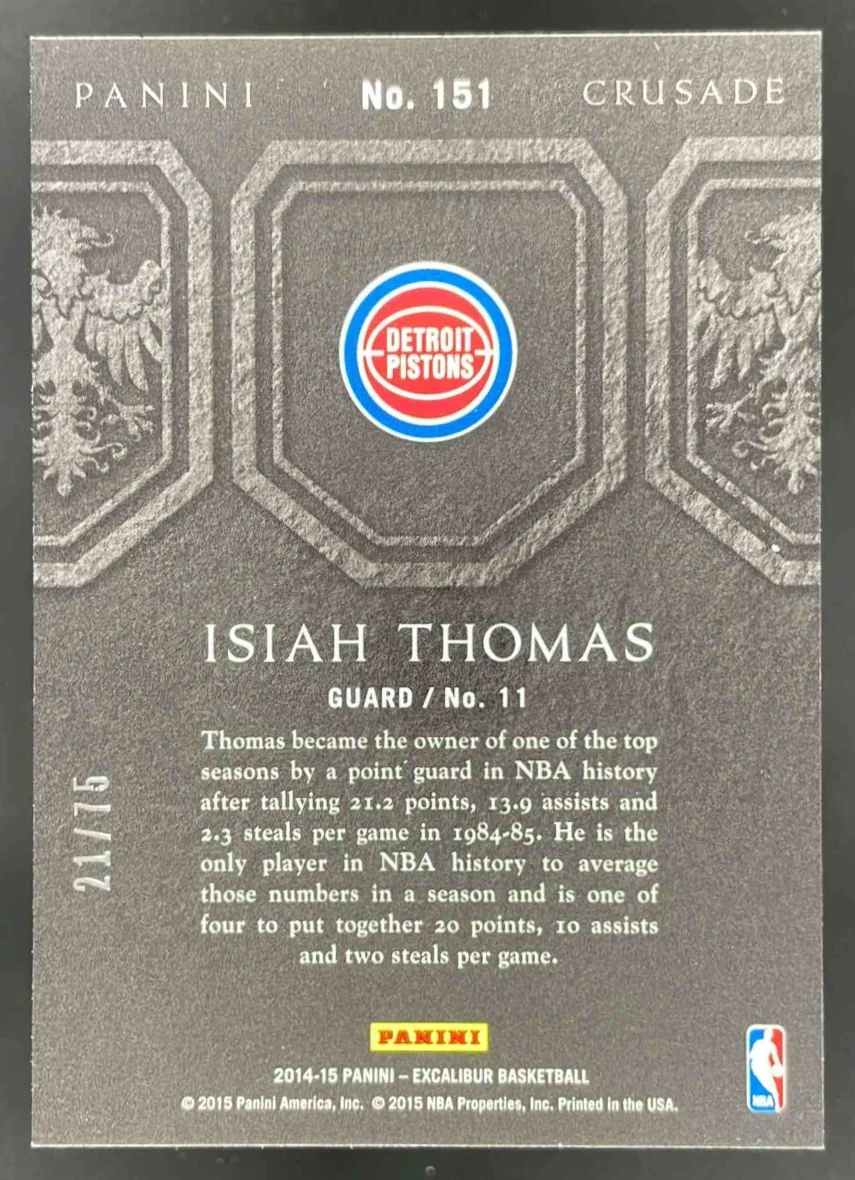 2014-15 Panini Excalibur Crusade Purple #151 Isiah Thomas /75 - Image 2