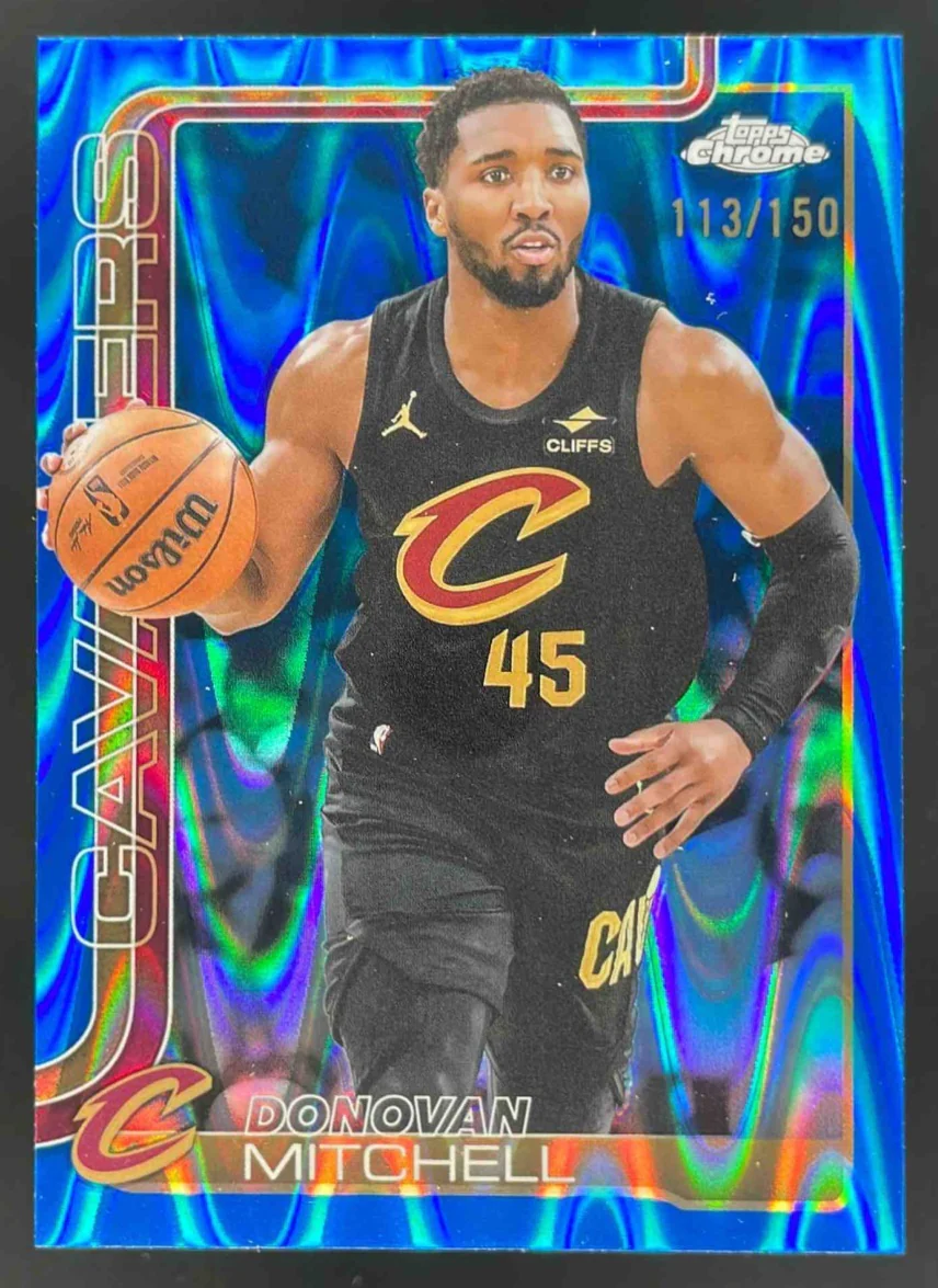 2025-26 Topps Chrome RayWave Blue Refractor #69 Donovan Mitchell /150