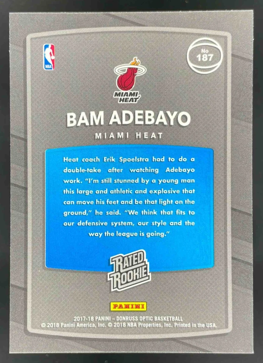 2017-18 Panini Donruss Optic #187 Bam Adebayo RC - Image 2