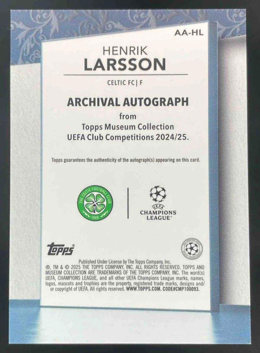 2024-25 Museum Collection Archival Amethyst #AA-HL Henrik Larsson Auto /99 - Image 2