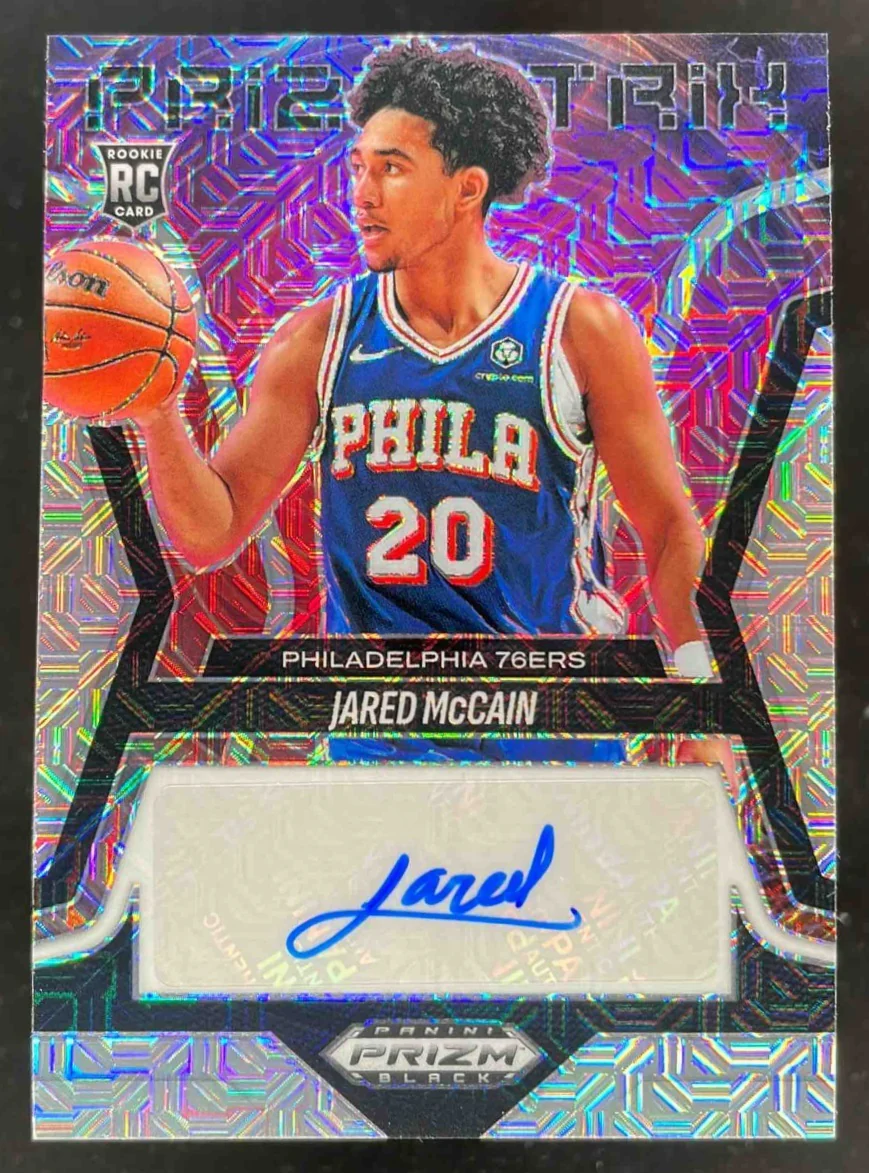 2024-25 Panini Prizm Black Prizmatrix Mojo Prizms #JAR Jared McCain RC Auto /25