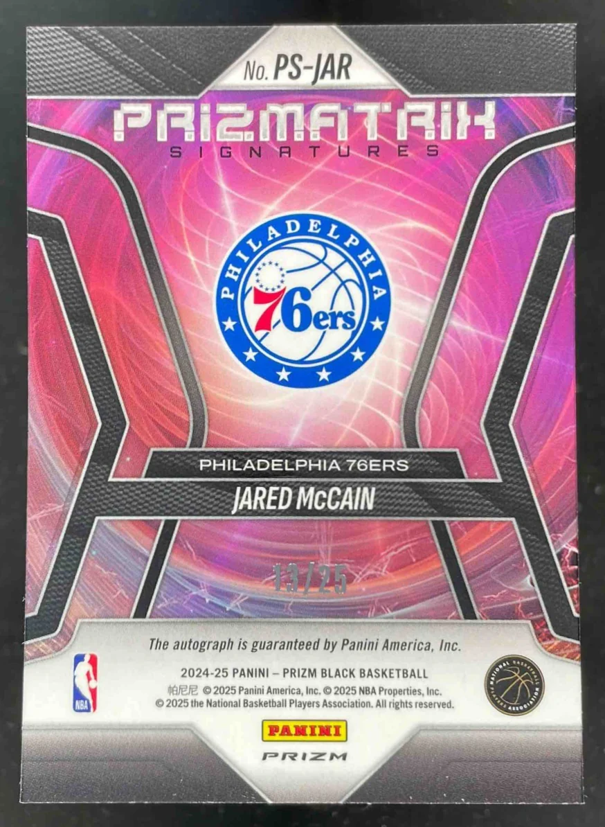2024-25 Panini Prizm Black Prizmatrix Mojo Prizms #JAR Jared McCain RC Auto /25 - Image 2