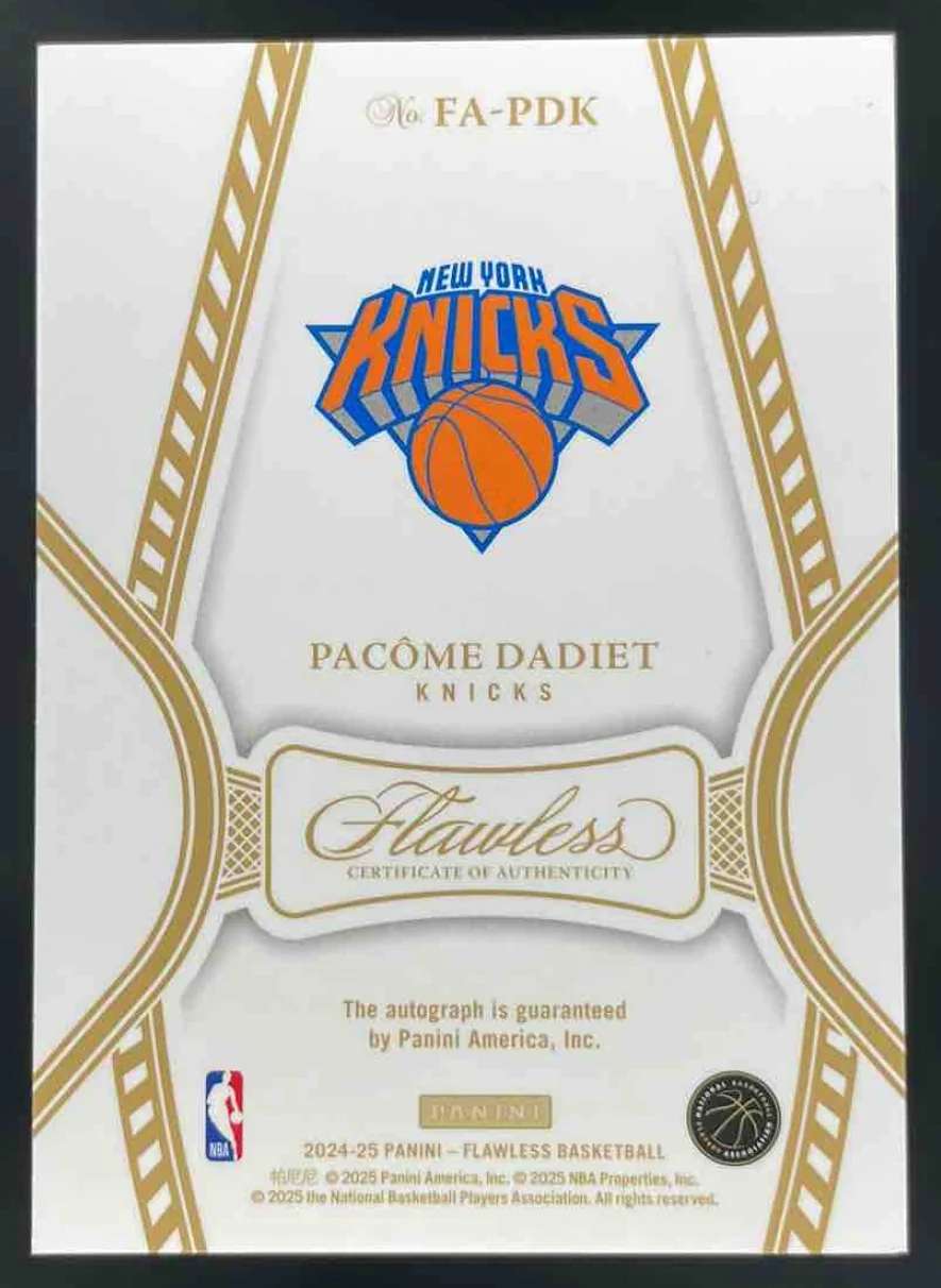 2024-25 Panini Flawless Autographs Gold #41 Pacome Dadiet RC Auto /10 - Image 2