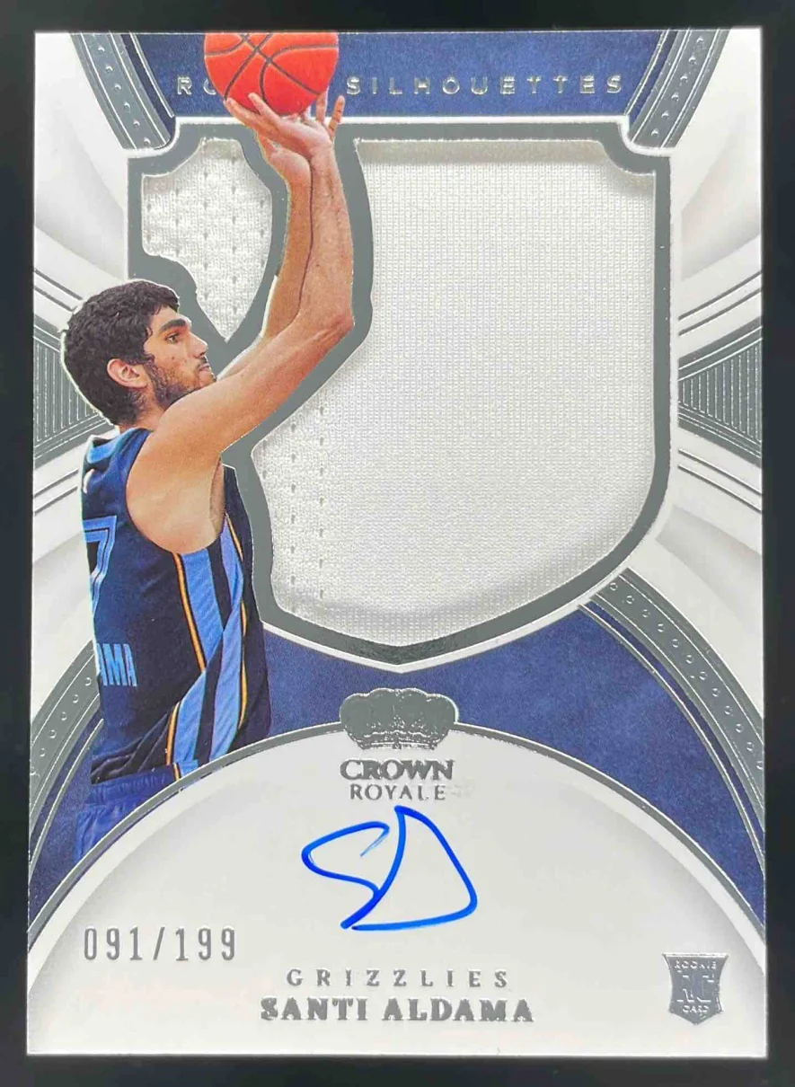 2021-22 Panini Crown Royale #108 Santi Aldama RC Silhouette Jersey Auto /199