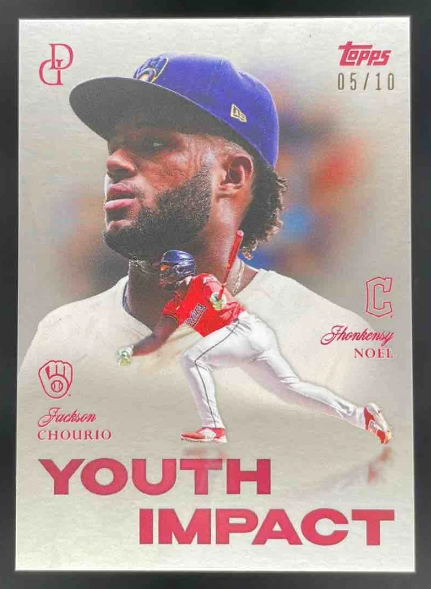 2025 Topps Dynamic Duals Youth Impact Red Jhonkensy Noel Jackson Chourio /10