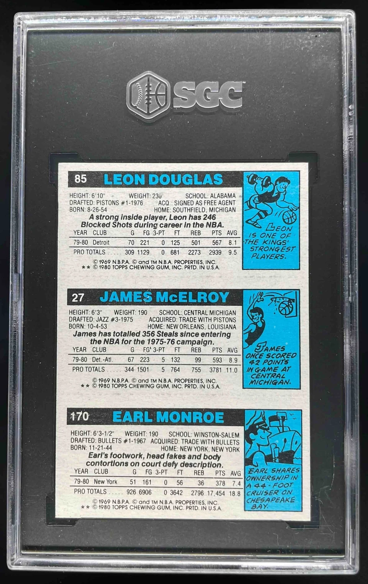 1980 Topps Earl Monroe James McElroy Leon Douglas SGC 6.5 - Image 2