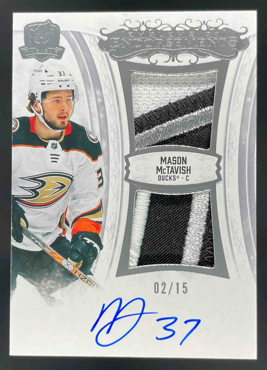 2024-25 The Cup Update Emblems of Endorsements #EE-MM Mason McTavish Auto /15