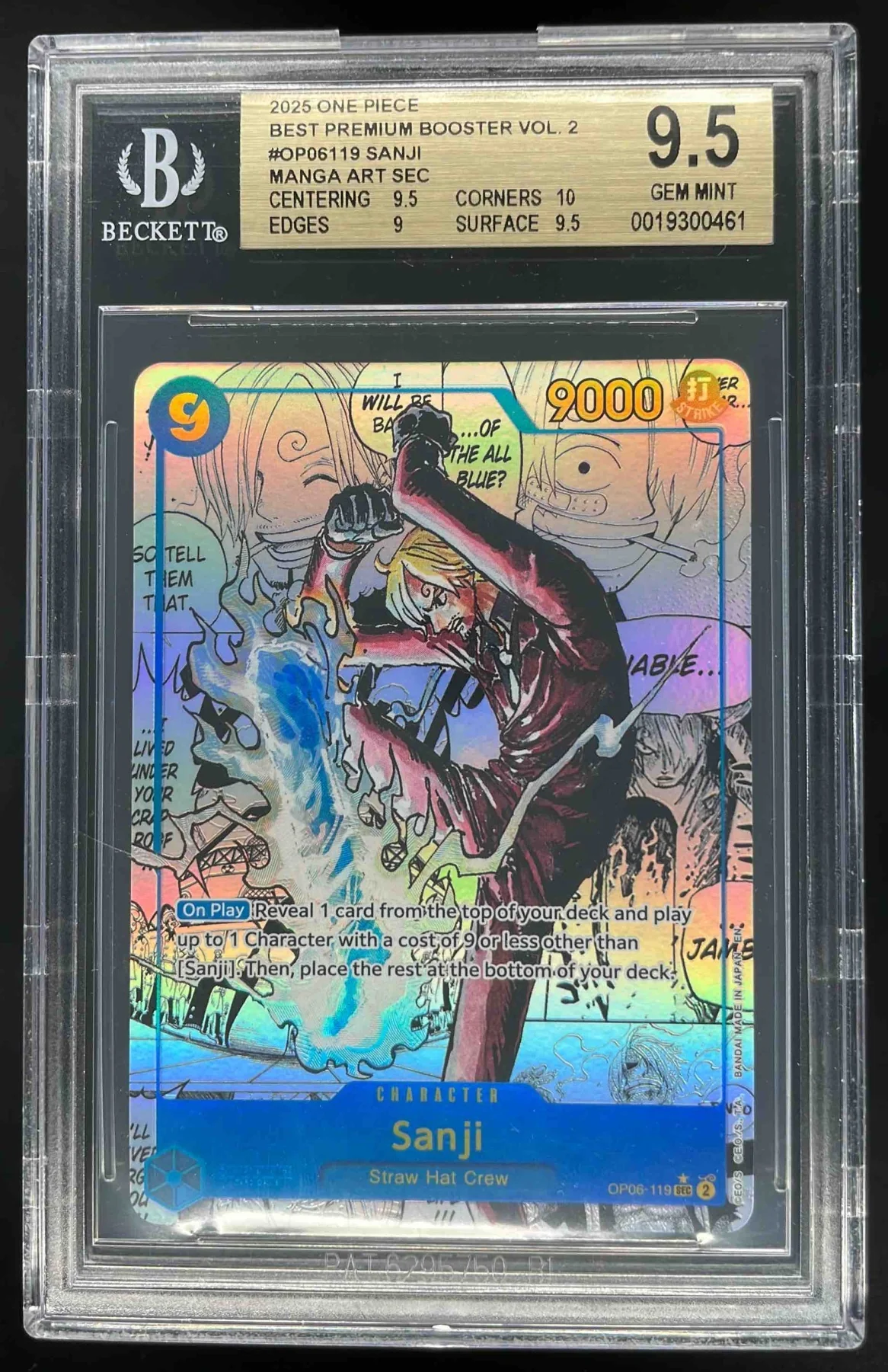 2025 One Piece Best Premium Booster #OP06119 Sanji Manga Art BGS 9.5