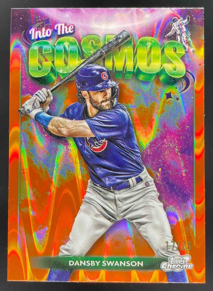 2024 Topps Cosmic Chrome Into the Cosmos Orange Galactic Dansby Swanson /25