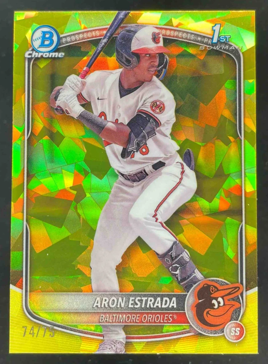 2025 Bowman Sapphire Chrome Yellow Refractors #BCP-33 Aron Estrada RC /75
