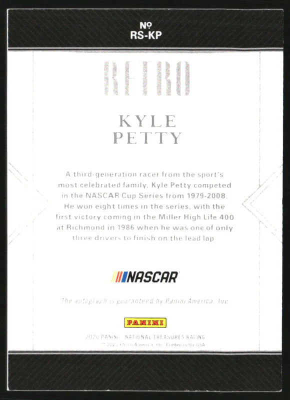 2020 Panini National Treasures Retro Signatures Holo Silver Kyle Petty Auto /15 - Image 2