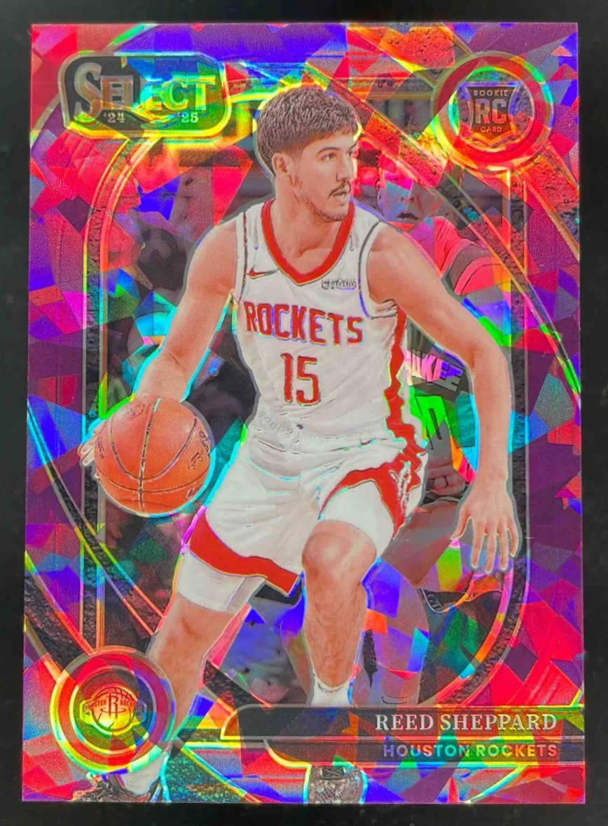 2024-25 Select Courtside Purple Cracked Ice Prizm #299 Reed Sheppard RC /99