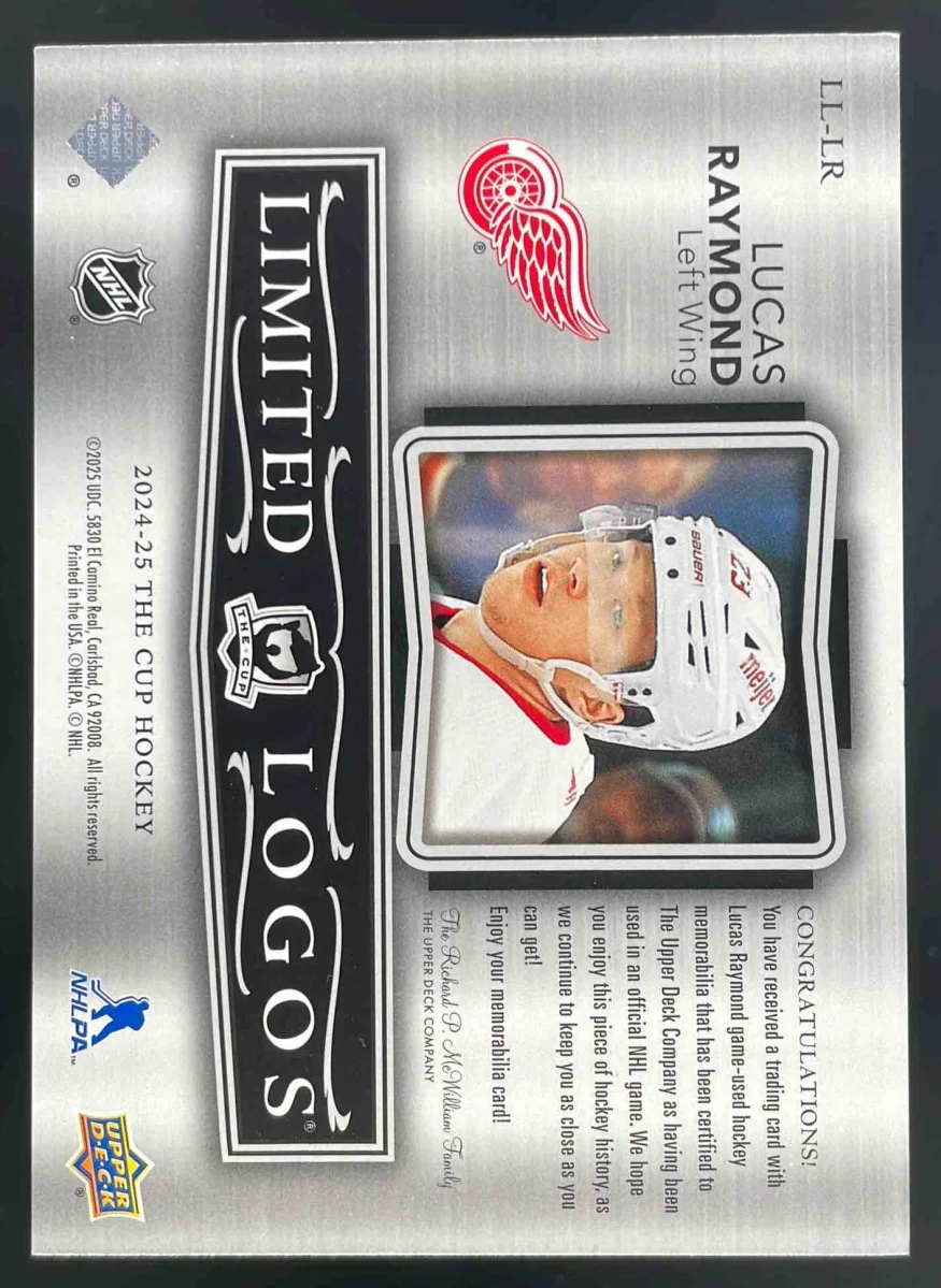 2024-25 Upper Deck The Cup Limited Logos #LL-LR Lucas Raymond RC Auto /50 - Image 2