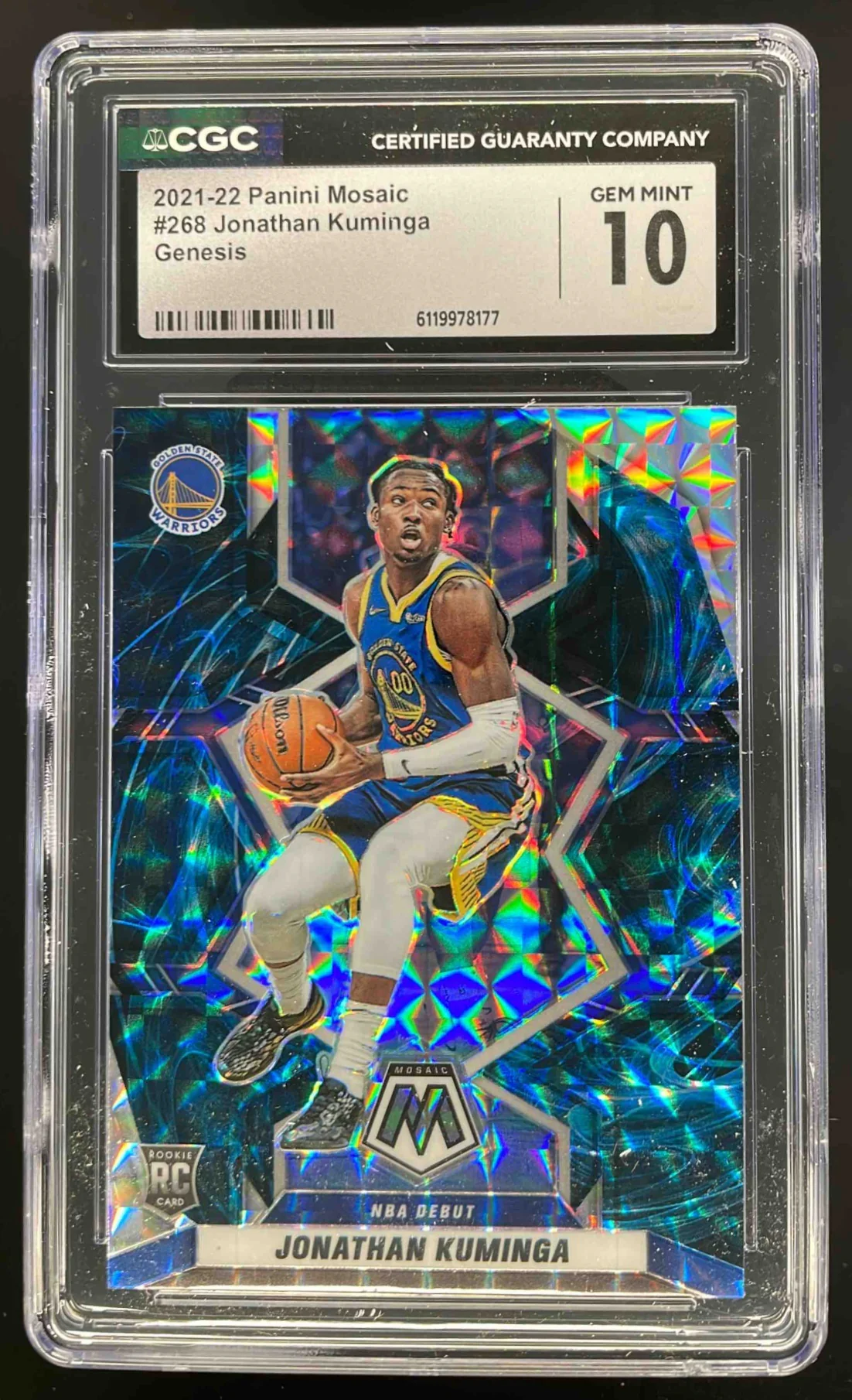 2021-22 Panini Mosaic Genesis #268 Jonathan Kuminga RC CGC 10
