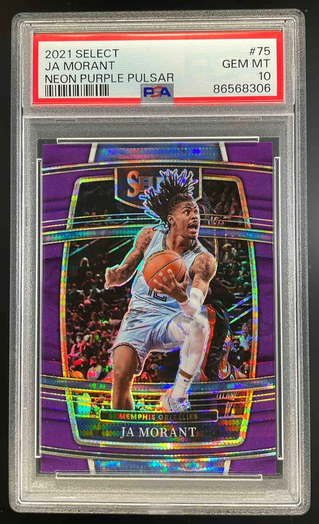 2021-22 Select Neon Purple Pulsar Prizms FOTL #75 Ja Morant Concourse /5 PSA 10