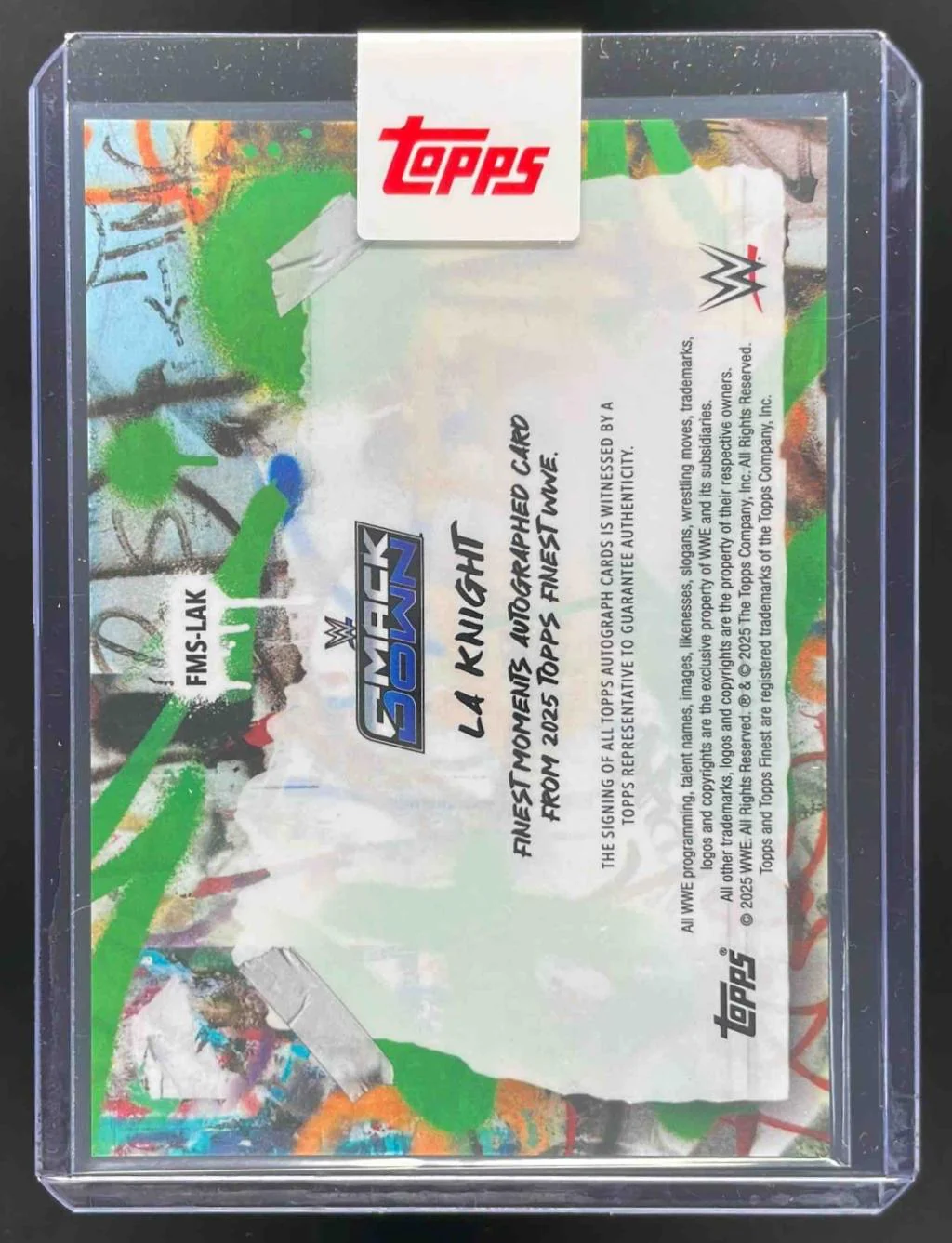 2025 Finest WWE Finest Moments Signatures Red Refractor LA Knight Auto /5 - Image 2