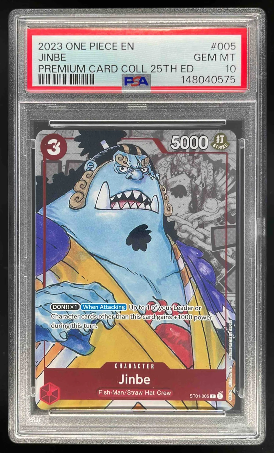2023 One Piece EN Premium Card Collection 25th Edition #005 Jinbe PSA 10