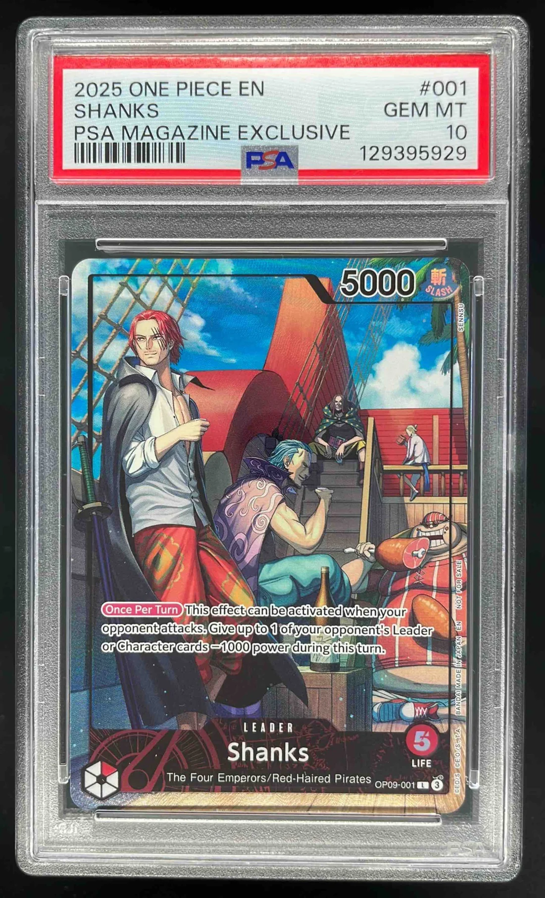 2025 One Piece EN PSA Magazine Exclusive #001 Shanks PSA 10