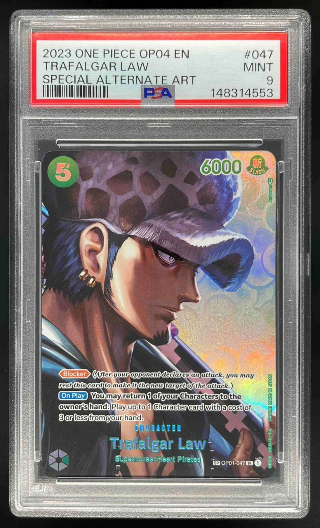 2023 One Piece OP04 EN #047 Trafalgar Law Special Alternate Art PSA 9