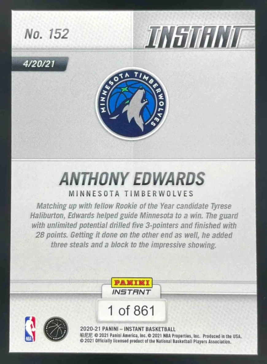 2020-21 Panini Instant #152 Anthony Edwards RC Rookie - Image 2