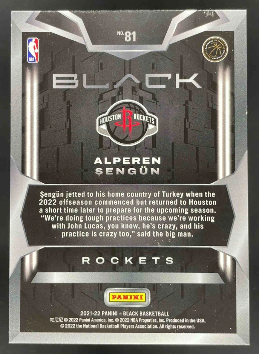 2021-22 Panini Black Silver #81 Alperen Sengun RC /75 - Image 2