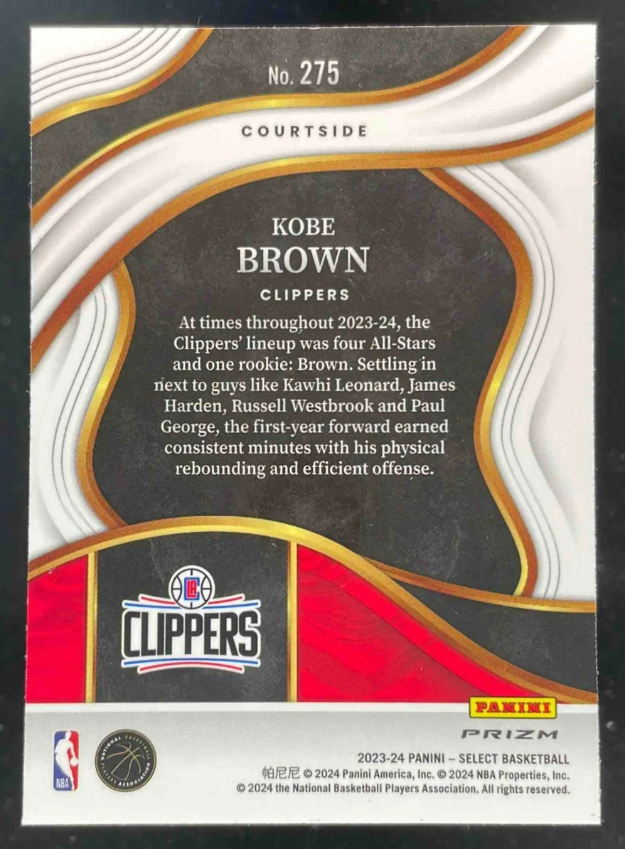 2023-24 Panini Select Elephant Prizm SSP #275 Kobe Brown RC Courtside - Image 2