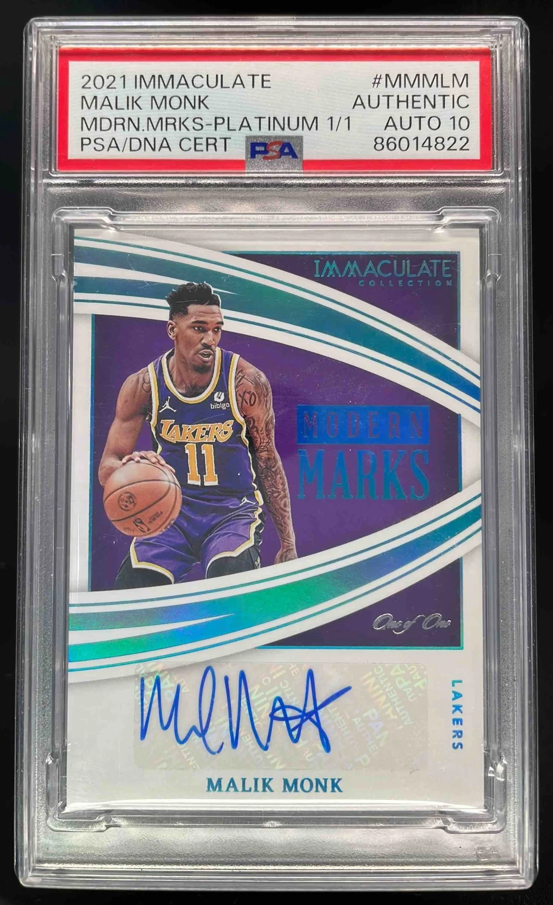 2021 Immaculate Modern Marks Platinum Malik Monk Auto 1/1 PSA Authentic