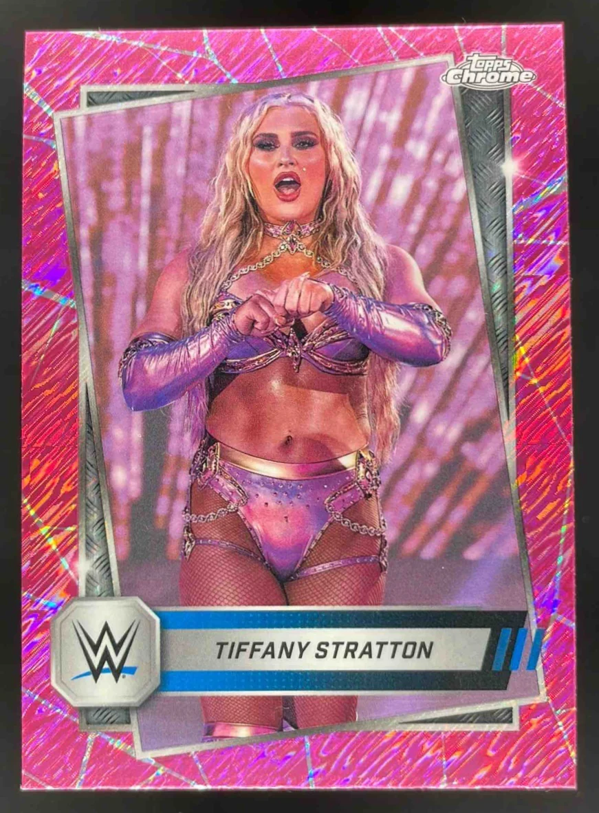 2025 Topps Chrome WWE Pink Shimmer Refractors #182 Tiffany Stratton