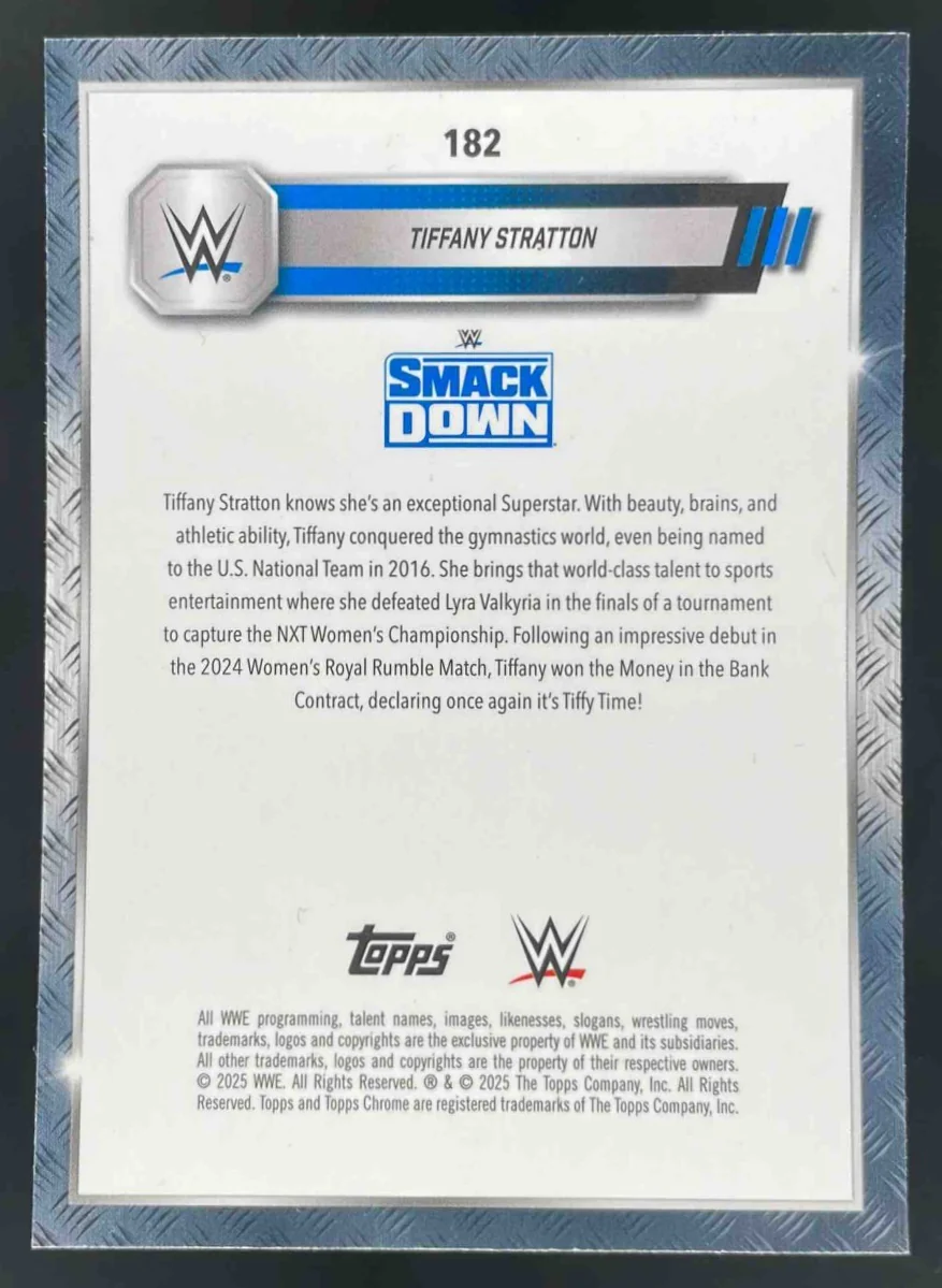 2025 Topps Chrome WWE Pink Shimmer Refractors #182 Tiffany Stratton - Image 2