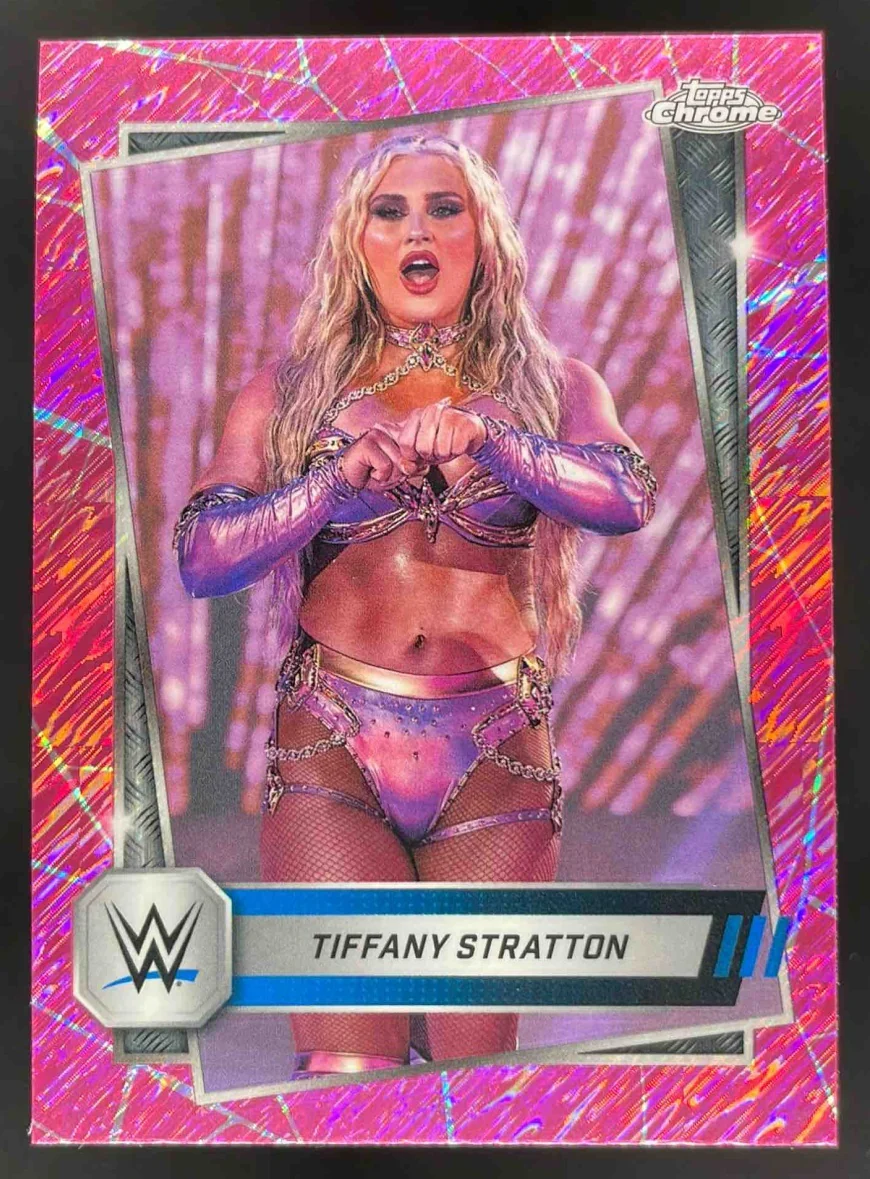 2025 Topps Chrome WWE Pink Shimmer Refractors #182 Tiffany Stratton