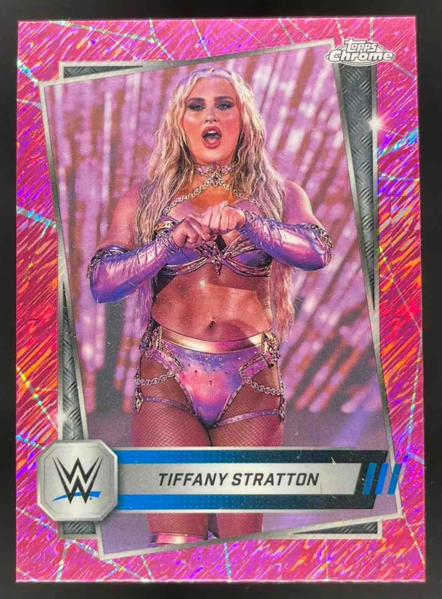 2025 Topps Chrome WWE Pink Shimmer Refractors #182 Tiffany Stratton