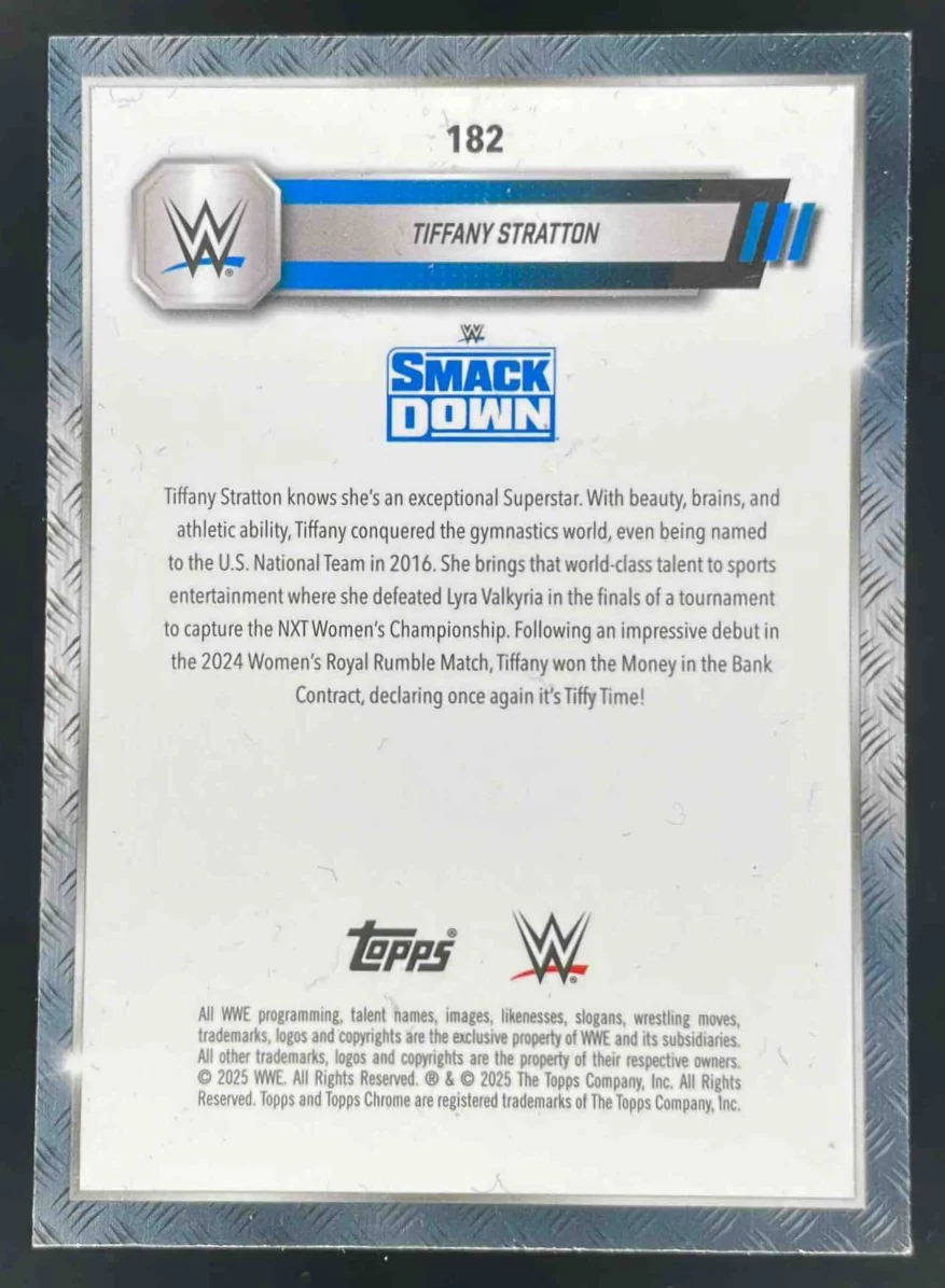 2025 Topps Chrome WWE Pink Shimmer Refractors #182 Tiffany Stratton - Image 2
